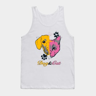 Dog and Cat Pet Drawing Art Tank Top